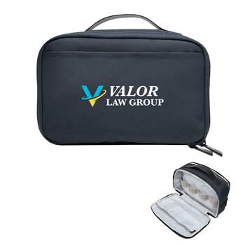 Cutter & Buck® Recycled Travel Collection Pouch With Genuine Leather Details - Embroidered Personalization Availailable from Positive Promotions