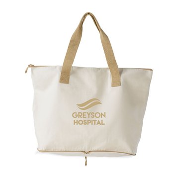 Recycled Oversized Packable Tote Bag - One-Color Personalization Available from Positive Promotions