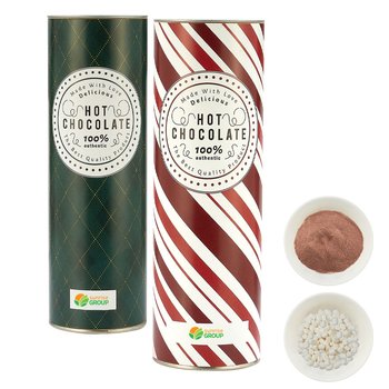 Holiday Hot Chocolate & Marshmallows Kit in Tube - Full-Color Personalization Available from Positive Promotions