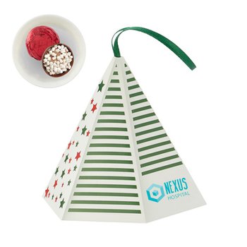 Holiday Tree Ornament With Mini Milk Hot Chocolate Bomb - Full-Color Personalization Available from Positive Promotions