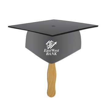 Graduation Cap Paper Hand Fan - One-Color Personalization Available from Positive Promotions