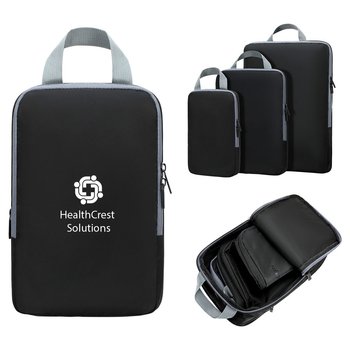 Water-Repellent Compression Travel Packing Cubes - Set of 3 - One-Color Personalization Available from Positive Promotions