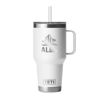 YETI® Rambler® Stainless-Steel Tumbler 35 oz. WIth Handle & Straw - Laser-Engraved Personalization Available from Positive Promotions