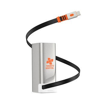 Max Capacity Power Bank With Retractable Flat Cable 20,000 mAh 100W Type C - One-Color Personalization Available from Positive Promotions