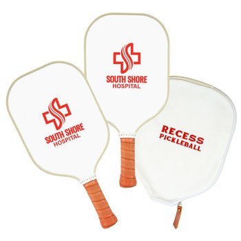 Recess® Pickleball Paddle & Cover With Leather Details - Full-Color Personalization Available from Positive Promotions