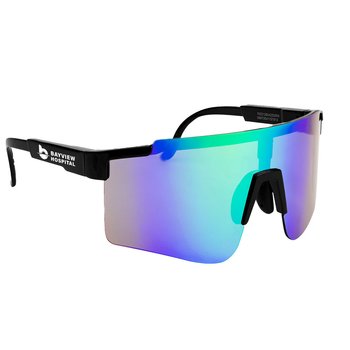 Recycled Frame Visor Shield Sunglasses - One-Color Personalization Available from Positive Promotions