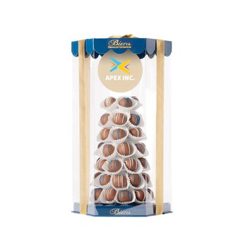 Biens Handcrafted Chocolate Truffles Holiday Tower - 50 Pieces - Full-Color Personalization Available from Positive Promotions