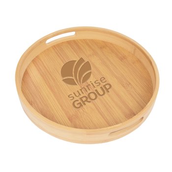 Round Bamboo Serving Tray Charcuterie Board 11