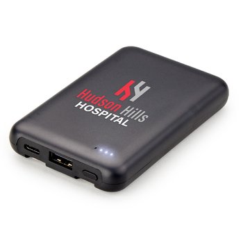 Slim 5,000-mAh Power Bank With Dual Built-In Cables - One-Color Personalization Available from Positive Promotions