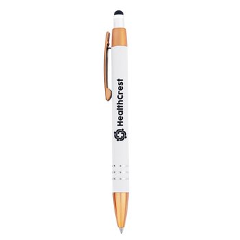 Eclipse Soft-Touch Stylus Metal Pen with Copper Trim - Full Color - Personalization Available from Positive Promotions