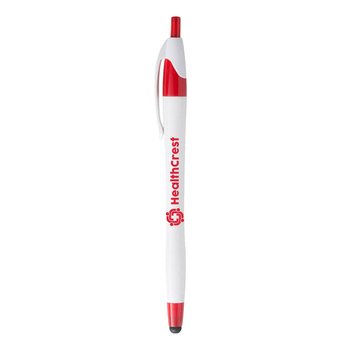 Dart Pen with White Barrel & Stylus - Personalization Available from Positive Promotions
