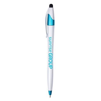 Dart Twist Pen with White Barrel & Stylus - Personalization Available from Positive Promotions