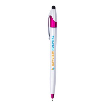 Dart Twist Pen with White Barrel & Stylus - Full Color - Personalization Available from Positive Promotions