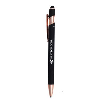 Orbit Rose-Gold Soft-Touch Metal pen with Stylus - Personalization Available from Positive Promotions