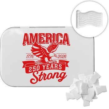Patriotic American Flag Shaped Mints in Metal Tin - Personalization Available from Positive Promotions