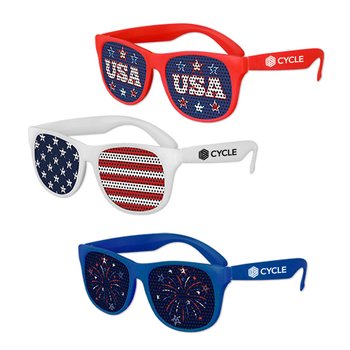 Patriotic Stars & Stripes Pinhole Sunglasses - 3 Designs - Personalization Available from Positive Promotions