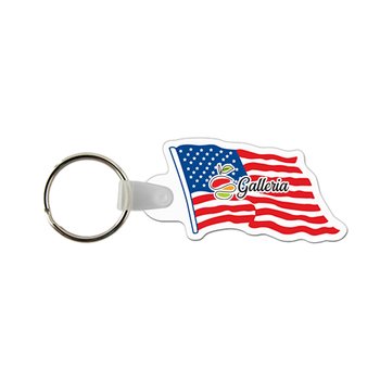 USA Made Patriotic American Flag Vinyl Keychain - Personalization Available from Positive Promotions