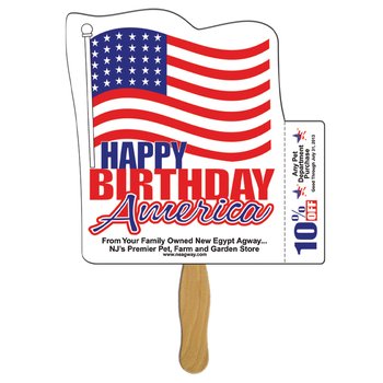 Patriotic Happy Birthday America Paper Board Hand Fan - Personalization Available from Positive Promotions