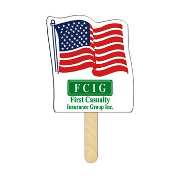 Patriotic Mini American Flag Paper Board Hand Fan - Personalization Available from Positive Promotions