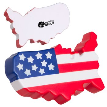 Patriotic USA Map Shaped Stress Reliever - Personalization Available from Positive Promotions