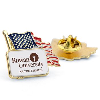 Patriotic American Flag Metal Lapel Pin with Rectangle Imprint Area - Personalization Available from Positive Promotions