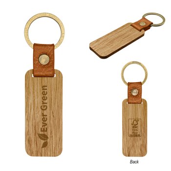 Distressed Wood Key Ring - Personalization Available from Positive Promotions