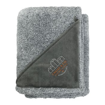 Two-Tone Charcoal Heathered Sherpa Fleece Blanket 50