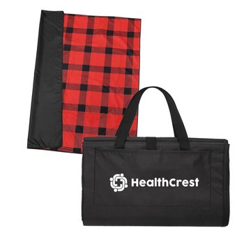 Red & Black Buffalo Plaid Fleece Roll-up Picnic Blanket 50