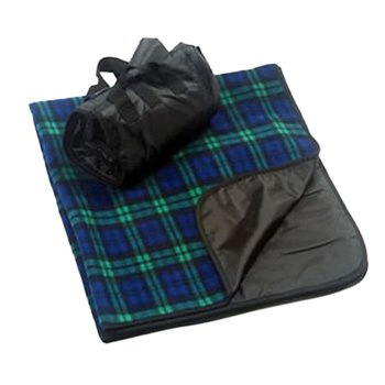 Polar Plaid Fleece & Water-Resistant Nylon Outdoor Roll-Up Picnic Blanket 50
