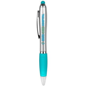 Silver Plastic Stylus Ballpoint Pen - Personalization Available from Positive Promotions