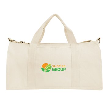 Aware? Recycled Flat Bottom Duffel Bag 14 oz. Cotton - Embroidered - Personalization Available from Positive Promotions