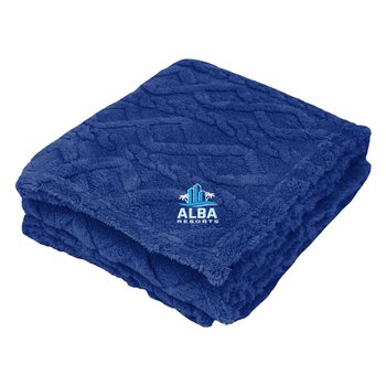 Recycled Soft Cable Knit Sherpa Blanket - Personalization Available from Positive Promotions