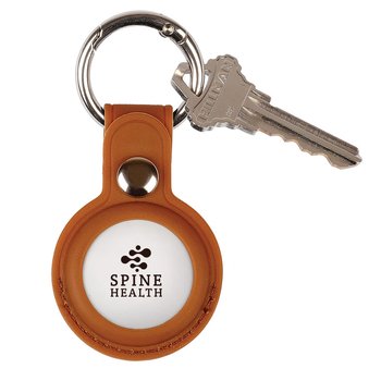Leatherette Air Tag Holder with Carabiner Clip - Personalization Available from Positive Promotions