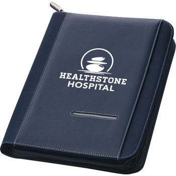 Leatherette Zippered Padfolio with Writing Pad - Personalization Available from Positive Promotions