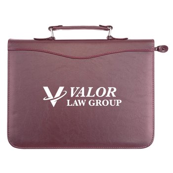 Leatherette Zippered Portfolio with Riveted Handle - Personalization Available from Positive Promotions