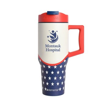 America 250 Elemental Stainless-Steel Leakproof Tumbler 32 oz. With Handle & Dual-Function Straw Lid - One-Color Personalization Available from Positive Promotions