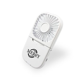 2-in-1 Folding Personal Fan & Mirror With Stand & Lanyard - One-Color Personalization Available from Positive Promotions