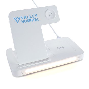 3-in-1 MagSafe Wireless Charging Station for Airpods & Phone With Adjustable Light 15W - One-Color Personalization Available from Positive Promotions