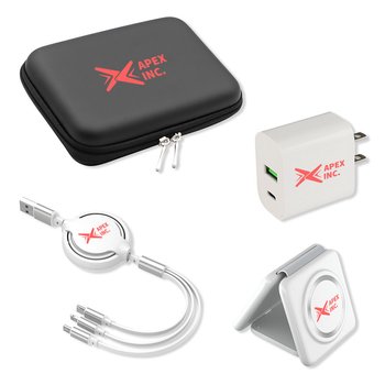 Tech Kit including MagSafe 3-in-1 Folding Charging Station, Dual-Port Adaper, Retractable 3-in-1 from Positive Promotions
