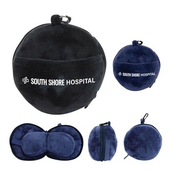2-in-1 Travel Neck Pillow with Built-In Sleep Mask - Personalization Available from Positive Promotions