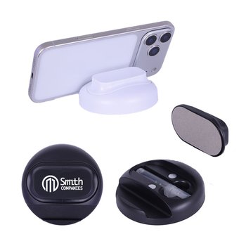 2-in-1 Phone Stand with Built-In Screen Cleaner & Spray - Personalization Available from Positive Promotions