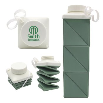 Spill-Resistant Folding Collapsible Water Bottle 24 oz. - Personalization Available from Positive Promotions