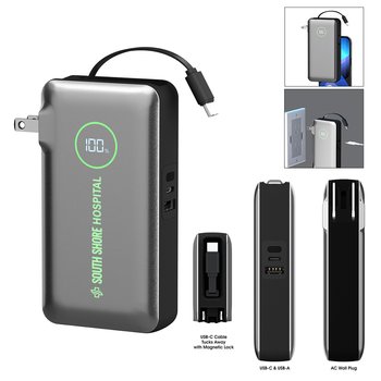PhoneSuit Journey Type C Power Bank with Retractable Cable & Wall Port 10,000 mAh - 32W from Positive Promotions