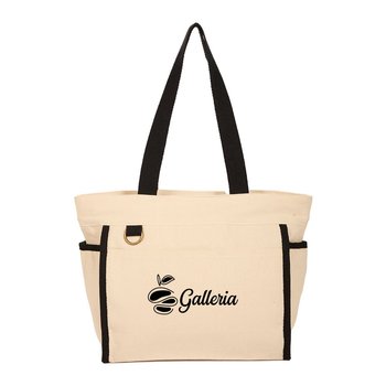 Organic Cotton Canvas Contrast Tote Bag with Front & Side Pockets 10 oz. - Personalization Available from Positive Promotions