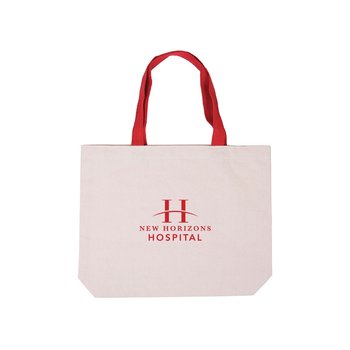 Natural Cotton Canvas Tote Bag with Color Straps - 8 oz. - Personalization Available from Positive Promotions