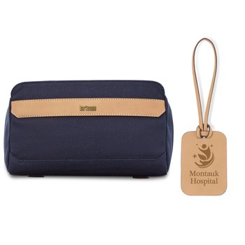 Hartmann Reserve Canvas & Genuine Leather Travel Toiletry Bag/Dopp Kit With Recycled Lining - Laser-Engraved Personalization Available from Positive Promotions