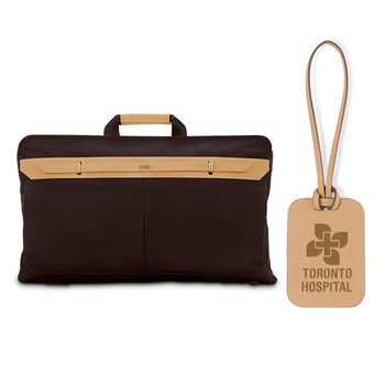 Hartmann Reserve Canvas & Genuine Leather 2-in-1 Garment Bag & Duffel With Trolley Strap & Recycled Lining - Laser-Engraved Personalization Available from Positive Promotions