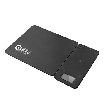 Detachable & Reversible Faux-Leather Desk Mat With Wireless Qi Fast Charging Mouse Pad - One-Color Personalization Available from Positive Promotions