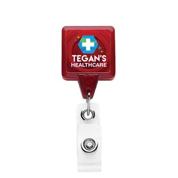 Square Translucent No-Twist Badge Reel with Nylon Cord - 40