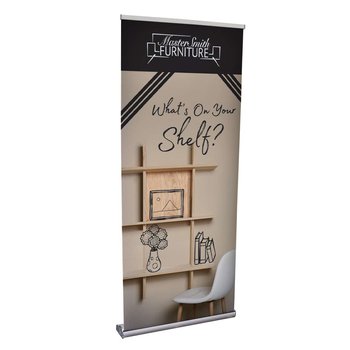 Dry-Erase Retractable Banner Display Kit with Adjustable Height Roll-Up Exhibit Stand, Telescoping from Positive Promotions